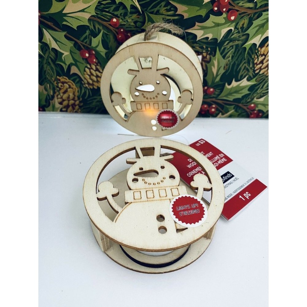 2 Christmas DIY Pre-Lit Wood Ornament Snowman